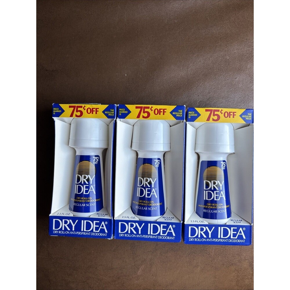 3 Dry Idea Regular Scent OLD Vintage Anti-perspirant Deodorant Roll on Formula